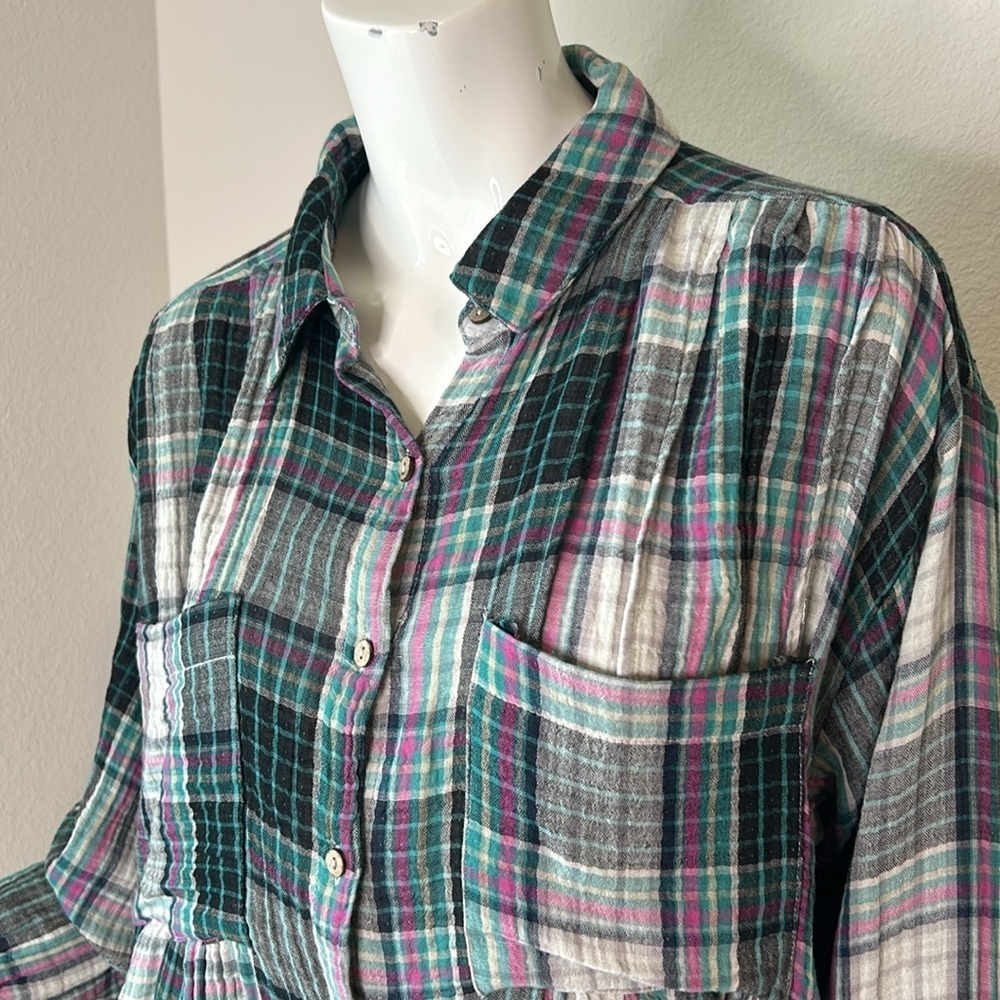 Free People Cabincore Womens The Voyage shirt dress in twilight combo size S - Picture 3 of 11